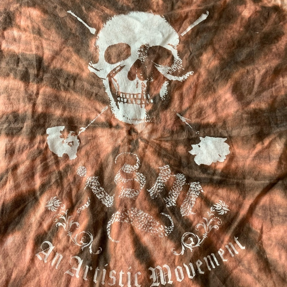 Vintage Fruit of the Loom Tie Dye Skull An Artistic Movement T-Shirt Tee Top L - Picture 6 of 10